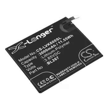   Lenovo Vibe K6 készülékhez mobiltelefon akkumulátor (Li-Polymer, 3000mAh / 11.55Wh, 3.85V) - Utángyártott