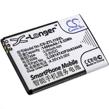  ZTE Blade L110 készülékhez mobiltelefon akkumulátor (Li-Ion, 1400mAh / 5.32Wh, 3.8V) - Utángyártott
