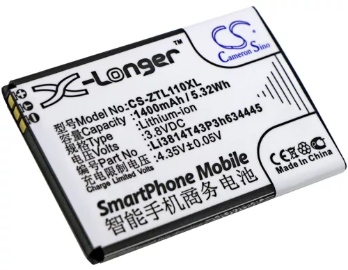 ZTE Blade L110 készülékhez mobiltelefon akkumulátor (Li-Ion, 1400mAh / 5.32Wh, 3.8V) - Utángyártott