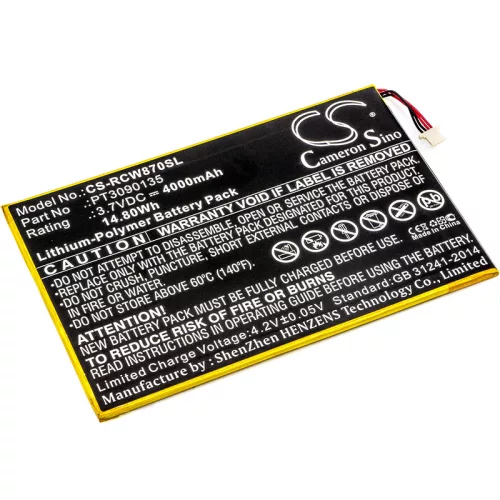 RCA PT3090135 helyettesítő tablet akkumulátor (Li-Polymer, 3.7V, 14.80Wh / 4000mAh) - Utángyártott