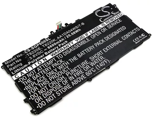 Samsung T8220K helyettesítő tablet akkumulátor (Li-Polymer, 3.8V, 25.08Wh / 6600mAh) - Utángyártott