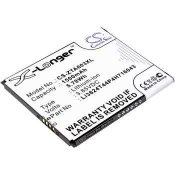   ZTE Li3824T44P4H716043 helyettesítő mobiltelefon akkumulátor (Li-ion, 3.85V, 5.78Wh / 1500mAh) - Utángyártott
