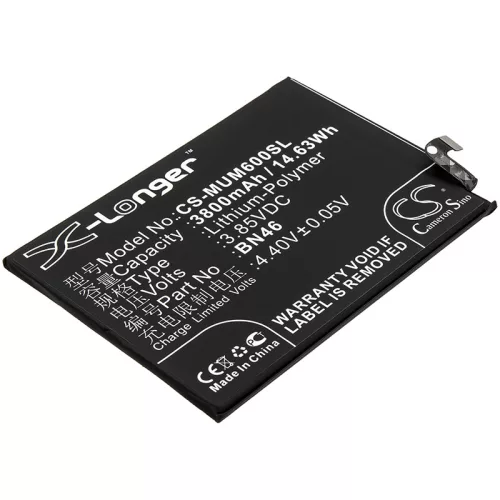 Redmi BN46 helyettesítő mobiltelefon akkumulátor (Li-Polymer, 3.85V, 14.63Wh / 3800mAh) - Utángyártott