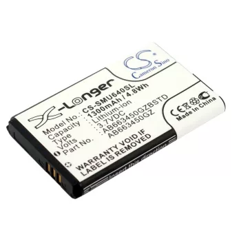   Samsung AB663450GZBSTD helyettesítő mobiltelefon akkumulátor (Li-ion, 3.7V, 4.81Wh / 1300mAh) - Utángyártott