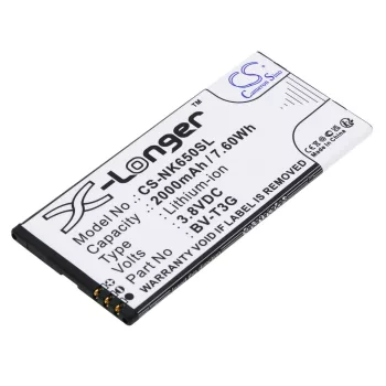   Microsoft BV-T3G helyettesítő mobiltelefon akkumulátor (Li-ion, 3.8V, 7.60Wh / 2000mAh) - Utángyártott