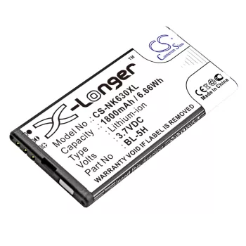   Microsoft BL-5H helyettesítő mobiltelefon akkumulátor (Li-ion, 3.7V, 6.66Wh / 1800mAh) - Utángyártott