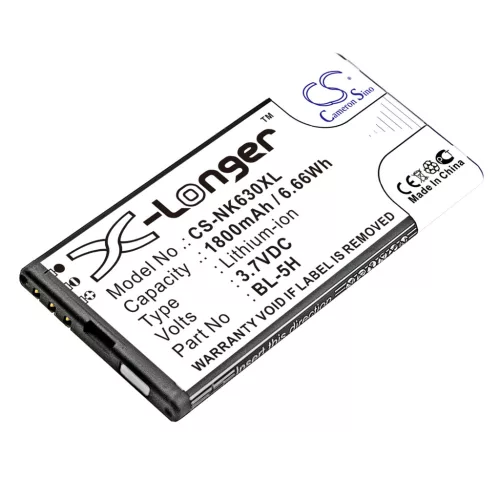 Microsoft BL-5H helyettesítő mobiltelefon akkumulátor (Li-ion, 3.7V, 6.66Wh / 1800mAh) - Utángyártott