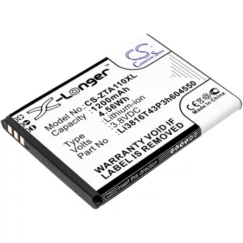   ZTE Li3816T43P3h604550 helyettesítő mobiltelefon akkumulátor (Li-ion, 3.8V, 4.56Wh / 1200mAh) - Utángyártott