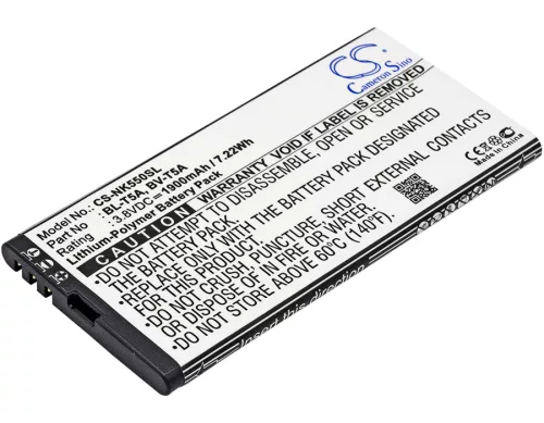 Microsoft BV-T5A helyettesítő mobiltelefon akkumulátor (Li-Polymer, 3.8V, 7.22Wh / 1900mAh) - Utángyártott