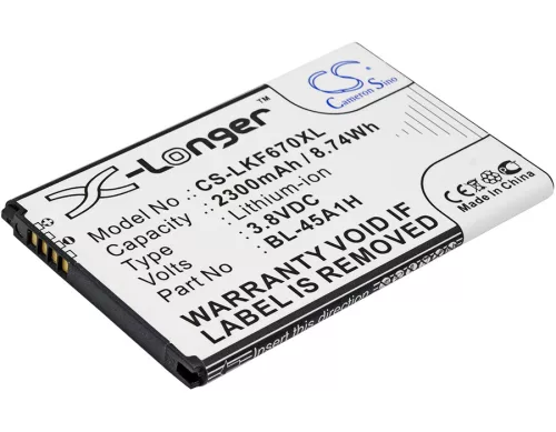 LG EAC63158301 helyettesítő mobiltelefon akkumulátor (Li-ion, 3.8V, 8.74Wh / 2300mAh) - Utángyártott