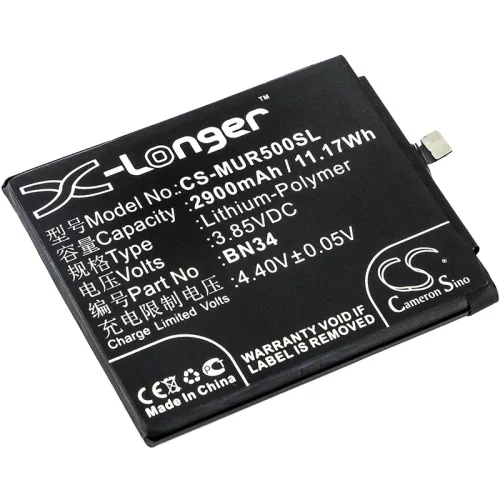 Redmi BN34 helyettesítő mobiltelefon akkumulátor (Li-Polymer, 3.85V, 11.17Wh / 2900mAh) - Utángyártott