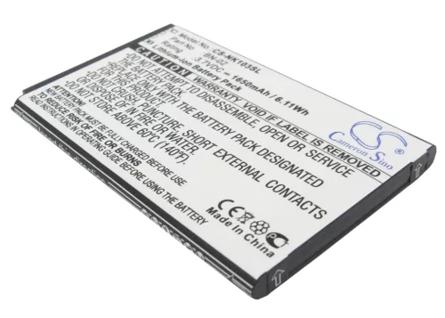 Nokia BN-02 helyettesítő mobiltelefon akkumulátor (Li-ion, 3.7V, 6.11Wh / 1650mAh) - Utángyártott