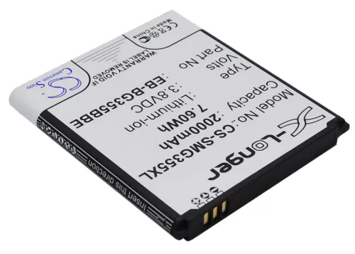 Samsung EB-BG355BBE helyettesítő mobiltelefon akkumulátor (Li-ion, 3.8V, 7.60Wh / 2000mAh) - Utángyártott