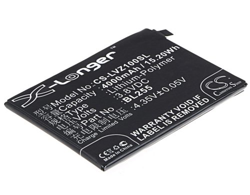 Lenovo BL255 helyettesítő mobiltelefon akkumulátor (Li-Polymer, 3.8V, 15.20Wh / 4000mAh) - Utángyártott