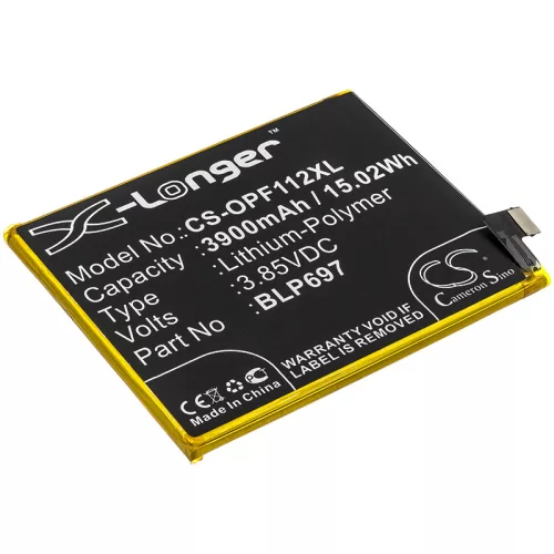 OPPO BLP697 helyettesítő mobiltelefon akkumulátor (Li-Polymer, 3.85V, 15.02Wh / 3900mAh) - Utángyártott