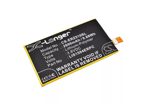 Sony Ericsson LIS1594ERPC helyettesítő mobiltelefon akkumulátor (Li-Polymer, 3.8V, 9.88Wh / 2600mAh) - Utángyártott