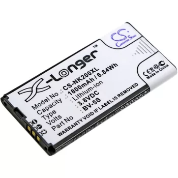   Nokia BV-5S helyettesítő mobiltelefon akkumulátor (Li-ion, 3.8V, 6.84Wh / 1800mAh) - Utángyártott