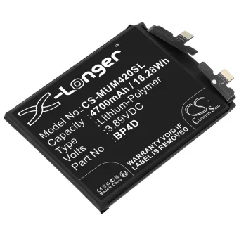   Xiaomi BP4D helyettesítő mobiltelefon akkumulátor (Li-Polymer, 3.89V, 18.28Wh / 4700mAh) - Utángyártott