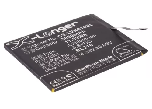 Lenovo BL216 helyettesítő mobiltelefon akkumulátor (Li-Polymer, 3.8V, 11.59Wh / 3050mAh) - Utángyártott