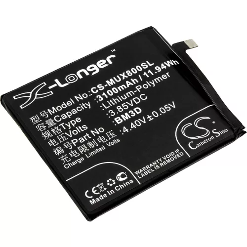 Xiaomi BM3D helyettesítő mobiltelefon akkumulátor (Li-Polymer, 3.85V, 11.94Wh / 3100mAh) - Utángyártott