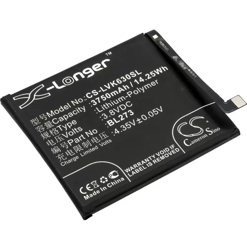 Lenovo BL273 helyettesítő mobiltelefon akkumulátor (Li-Polymer, 3.8V, 14.25Wh / 3750mAh) - Utángyártott