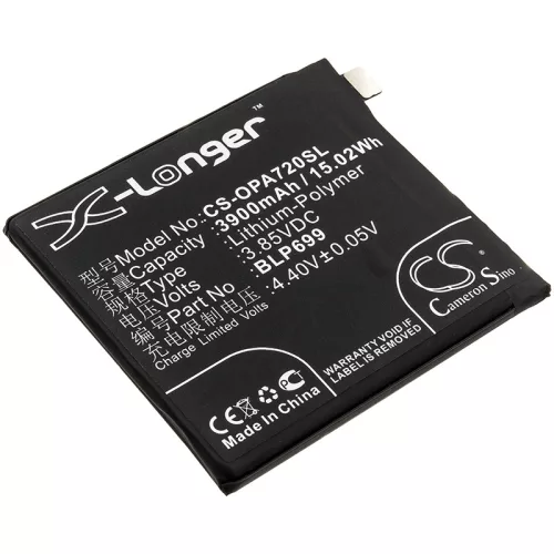 Oneplus BLP699 helyettesítő mobiltelefon akkumulátor (Li-Polymer, 3.85V, 15.02Wh / 3900mAh) - Utángyártott