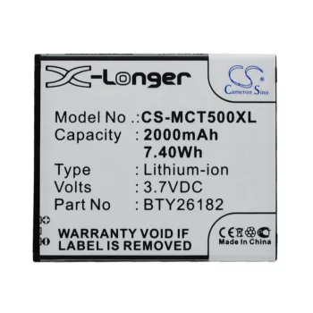   Mobistel BTY26182Mobistel/STD helyettesítő mobiltelefon akkumulátor (Li-ion, 3.7V, 7.40Wh / 2000mAh) - Utángyártott