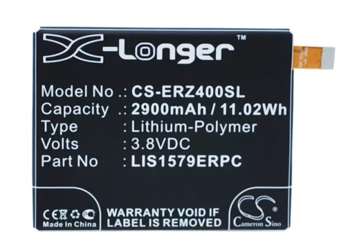 Sony Ericsson LIS1579ERPC helyettesítő mobiltelefon akkumulátor (Li-Polymer, 3.8V, 11.02Wh / 2900mAh) - Utángyártott