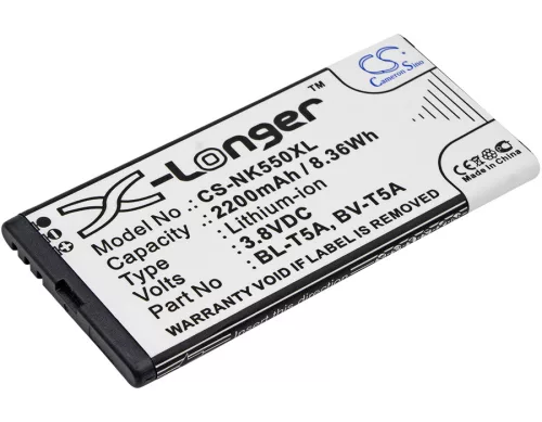 Microsoft BV-T5A helyettesítő mobiltelefon akkumulátor (Li-ion, 3.8V, 8.36Wh / 2200mAh) - Utángyártott