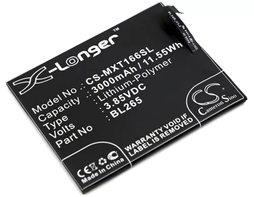 Motorola BL265 helyettesítő mobiltelefon akkumulátor (Li-Polymer, 3.85V, 11.55Wh / 3000mAh) - Utángyártott