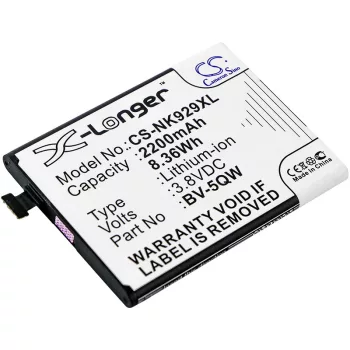   Nokia BV-5QW helyettesítő mobiltelefon akkumulátor (Li-ion, 3.8V, 8.36Wh / 2200mAh) - Utángyártott