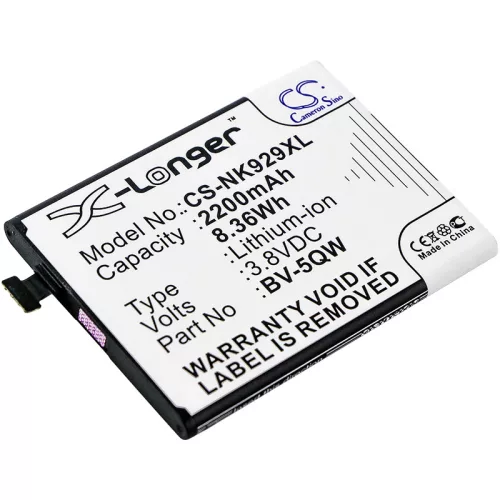 Nokia BV-5QW helyettesítő mobiltelefon akkumulátor (Li-ion, 3.8V, 8.36Wh / 2200mAh) - Utángyártott