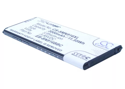 Samsung EB-BN916BBE helyettesítő mobiltelefon akkumulátor (Li-ion, 3.85V, 11.55Wh / 3000mAh) - Utángyártott