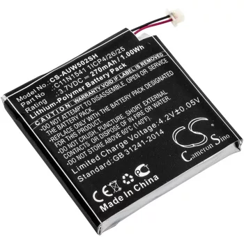   Asus C11N1541 1ICP4/26/25 helyettesítő okosóra akkumulátor (Li-Polymer, 3.7V, 270mAh / 1.00Wh) - Utángyártott