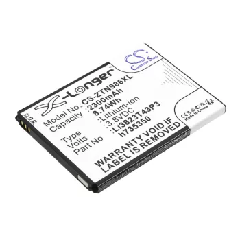   ZTE Li3823T43P3h735350 helyettesítő mobiltelefon akkumulátor (Li-ion, 3.8V, 2300mAh / 8.74Wh) - Utángyártott