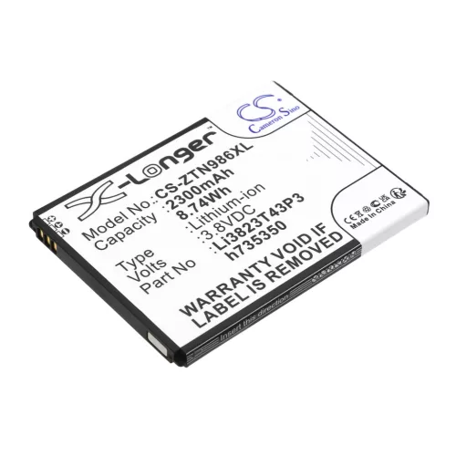 ZTE Li3823T43P3h735350 helyettesítő mobiltelefon akkumulátor (Li-ion, 3.8V, 2300mAh / 8.74Wh) - Utángyártott