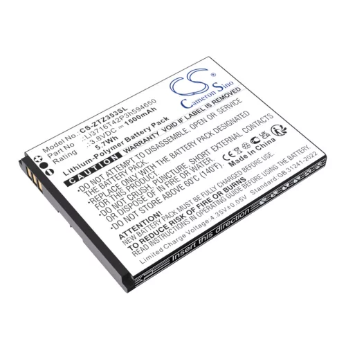 ZTE Li3818T43P3h594650 helyettesítő mobiltelefon akkumulátor (Li-Polymer, 3.8V, 1500mAh / 5.7Wh) - Utángyártott